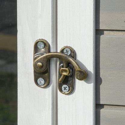 Wooden Cat House Winterproof Waterproof Cat Hut with Asphalt Roof Terrace Cat Cave Cat Box Outdoor Shelter for Outdoors Garden Balcony 115 x 66.5 x 74.7 cm Gray + White