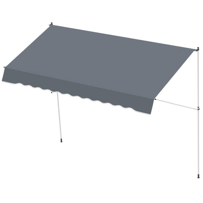 4x1.2m Retractable Arm Awning, Outdoor Sunshade Awning with Aluminum Crank and 180gsm Polyester Fabric, for Garden, Balcony, and Terrace, Dark Grey