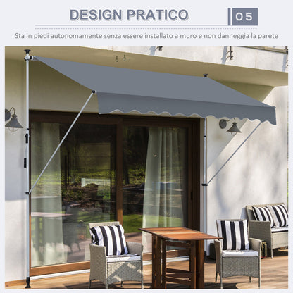 4x1.2m Retractable Arm Awning, Outdoor Sunshade Awning with Aluminum Crank and 180gsm Polyester Fabric, for Garden, Balcony, and Terrace, Dark Grey