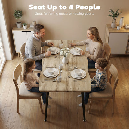 Dining Table for 4, 110 x 70 x 75 cm (43.3 x 27.6 x 29.5 in) Nordic Modern Kitchen Table with Steel Frame, Oak-Effect Top