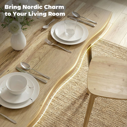 Dining Table for 4, 110 x 70 x 75 cm (43.3 x 27.6 x 29.5 in) Nordic Modern Kitchen Table with Steel Frame, Oak-Effect Top