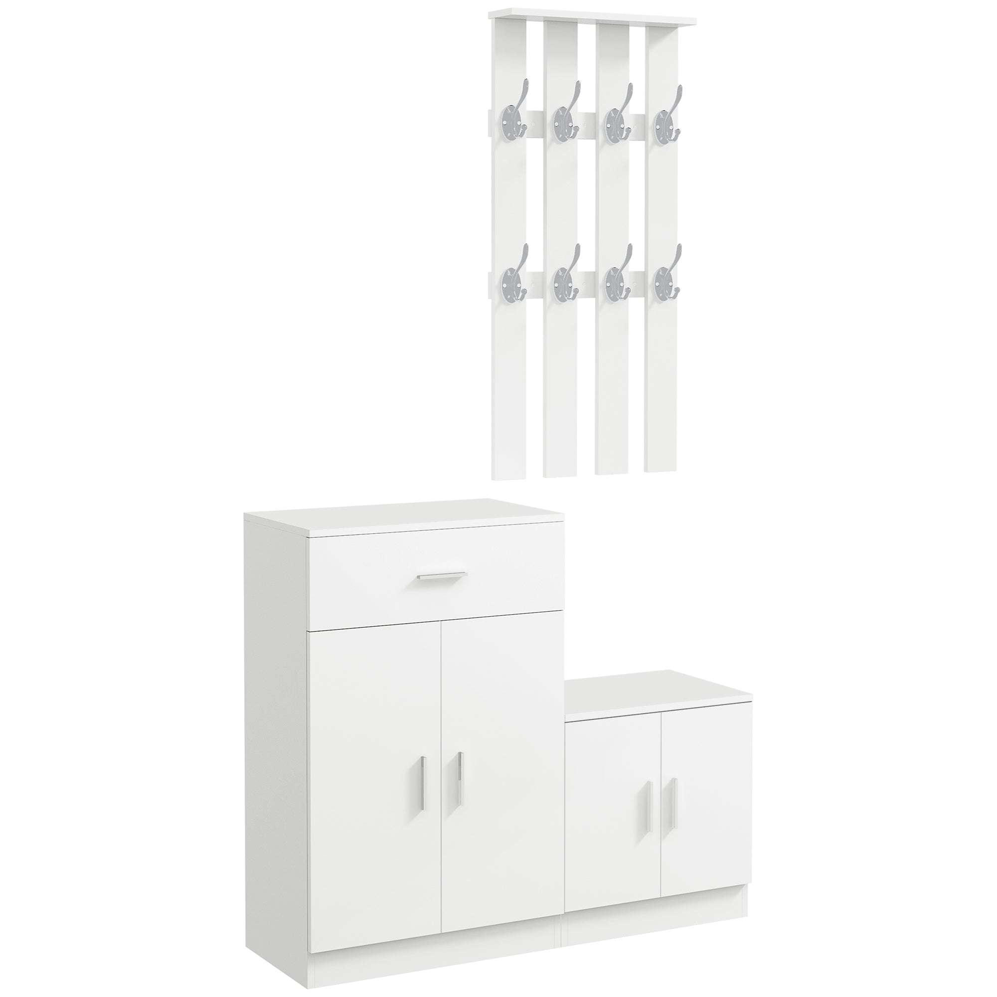 Shoe Rack with Combination Coat Rack for Entrance and Bedroom Wood 100x32x187cm White