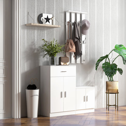 Shoe Rack with Combination Coat Rack for Entrance and Bedroom Wood 100x32x187cm White