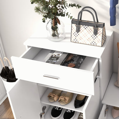 Shoe Rack with Combination Coat Rack for Entrance and Bedroom Wood 100x32x187cm White