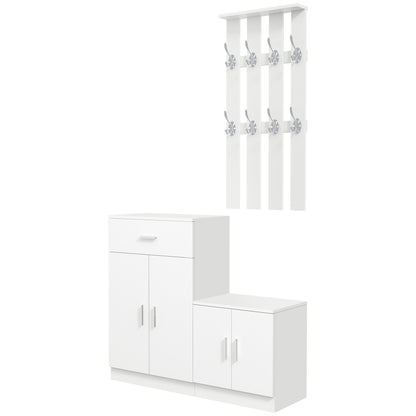 Shoe Rack with Combination Coat Rack for Entrance and Bedroom Wood 100x32x187cm White