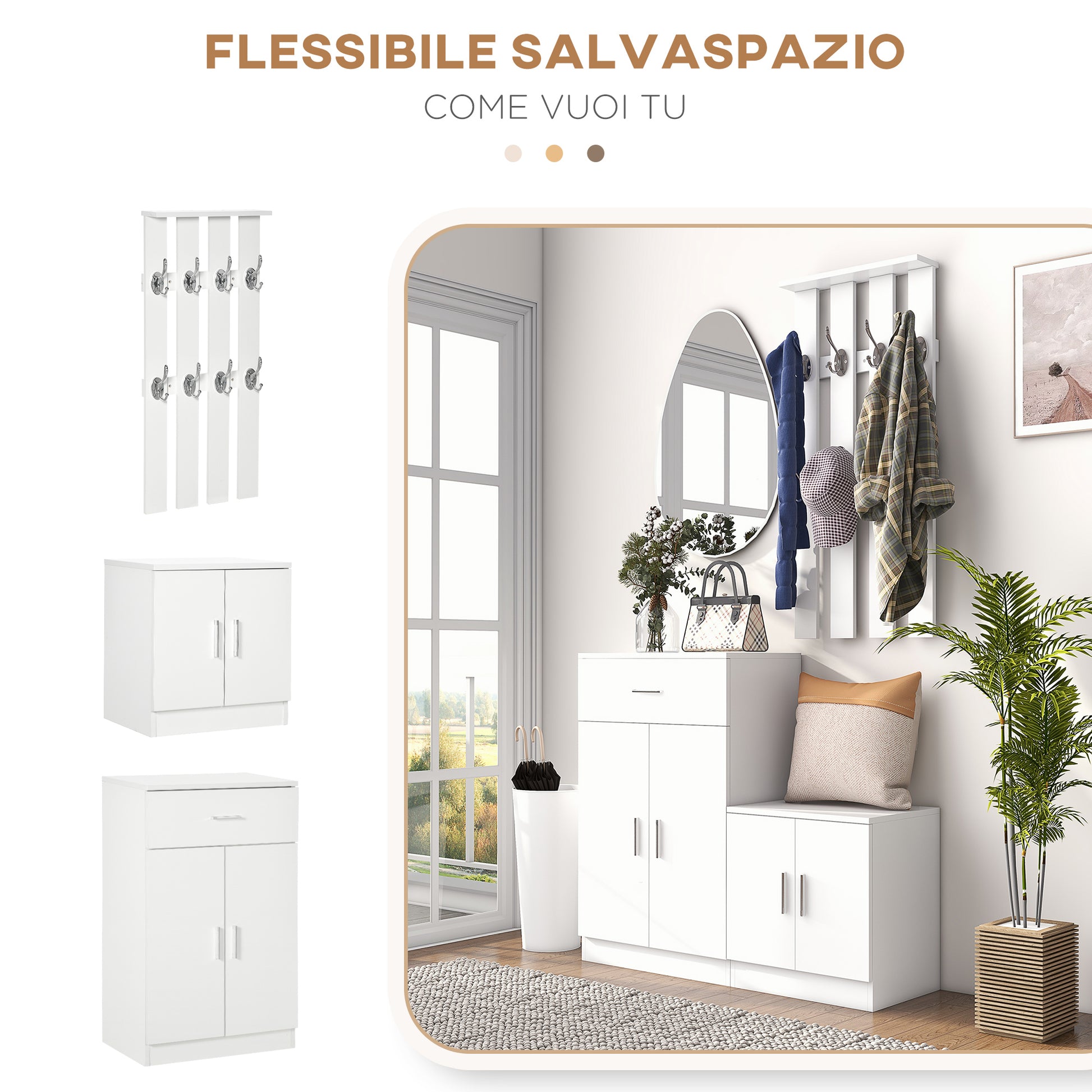 Shoe Rack with Combination Coat Rack for Entrance and Bedroom Wood 100x32x187cm White