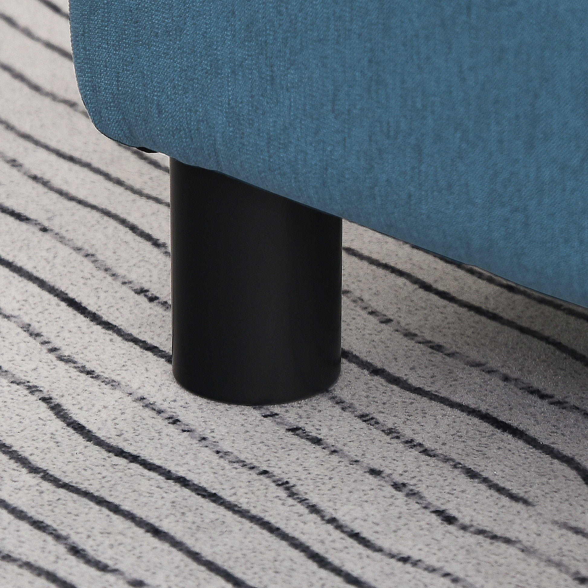 Living Room Footrest Low Stool Upholstered in Linen Rectangular Ottoman with Wooden Structure for Living Room Bedroom Navy Blue