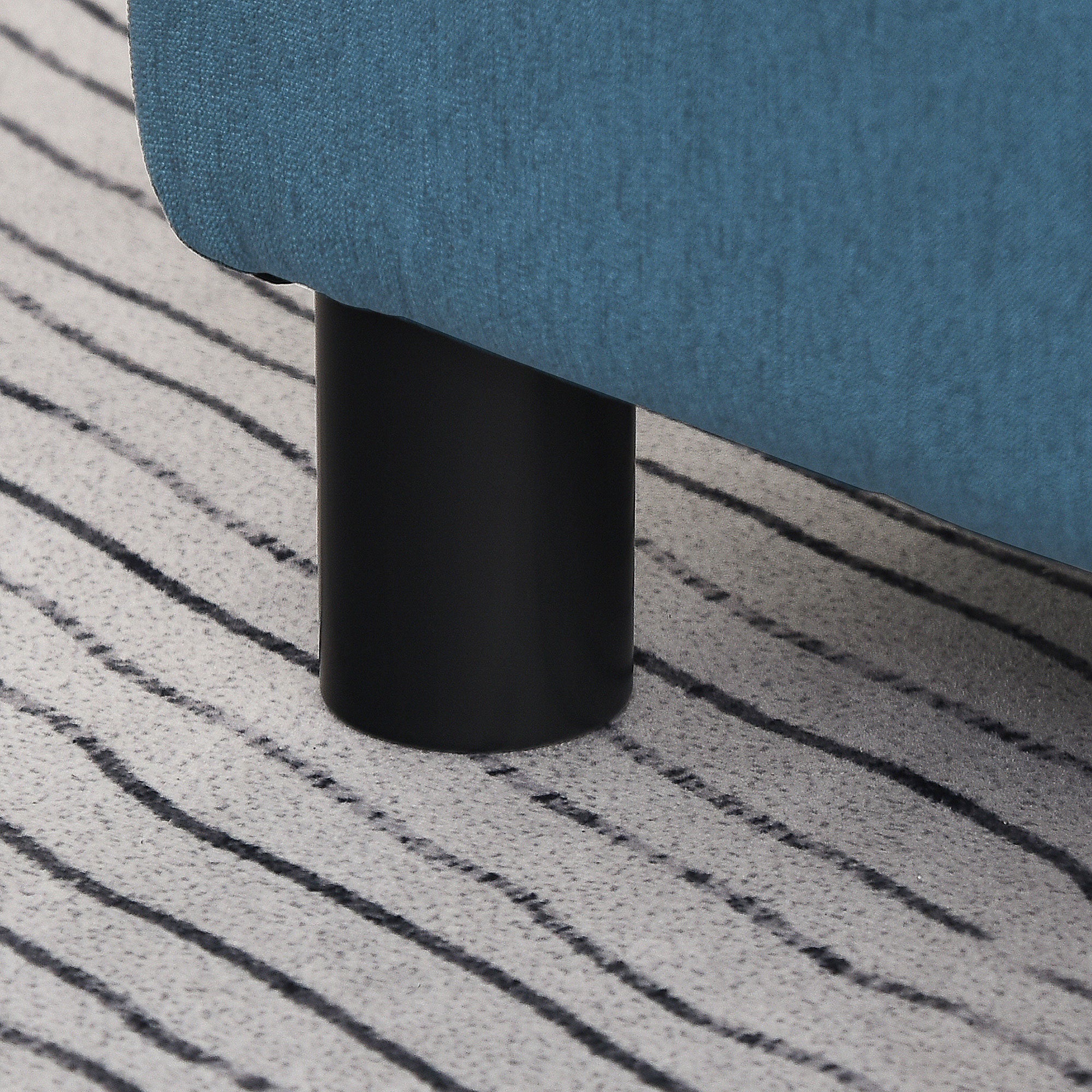 Living Room Footrest Low Stool Upholstered in Linen Rectangular Ottoman with Wooden Structure for Living Room Bedroom Navy Blue