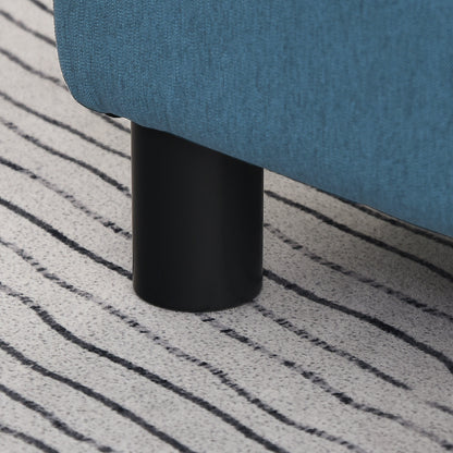 Living Room Footrest Low Stool Upholstered in Linen Rectangular Ottoman with Wooden Structure for Living Room Bedroom Navy Blue