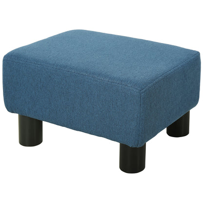 Living Room Footrest Low Stool Upholstered in Linen Rectangular Ottoman with Wooden Structure for Living Room Bedroom Navy Blue