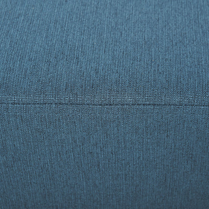 Living Room Footrest Low Stool Upholstered in Linen Rectangular Ottoman with Wooden Structure for Living Room Bedroom Navy Blue