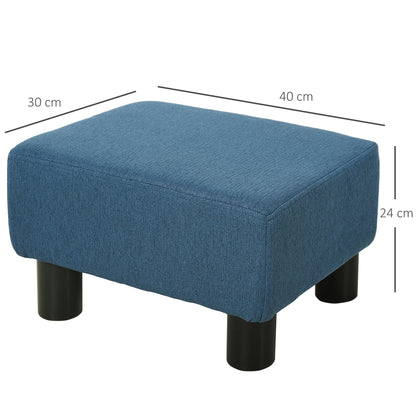 Living Room Footrest Low Stool Upholstered in Linen Rectangular Ottoman with Wooden Structure for Living Room Bedroom Navy Blue