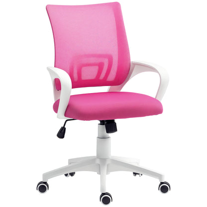 Mesh Office Chair Swivel Desk Chair with Adjustable Height Rocking Function Lumbar Support and Armrests Chair for Study Load 120 kg Pink