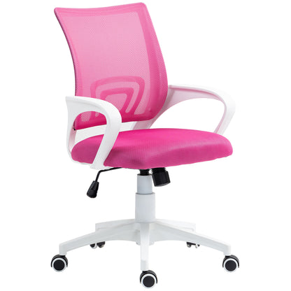 Mesh Office Chair Swivel Desk Chair with Adjustable Height Rocking Function Lumbar Support and Armrests Chair for Study Load 120 kg Pink