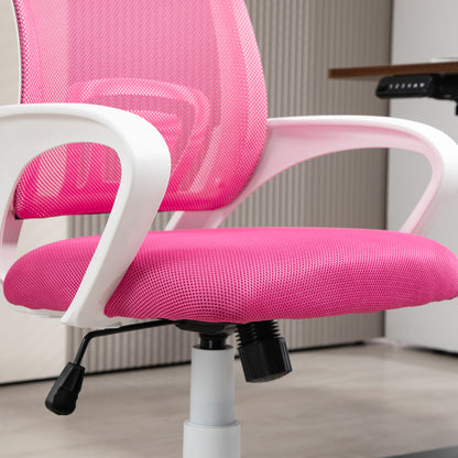 Mesh Office Chair Swivel Desk Chair with Adjustable Height Rocking Function Lumbar Support and Armrests Chair for Study Load 120 kg Pink
