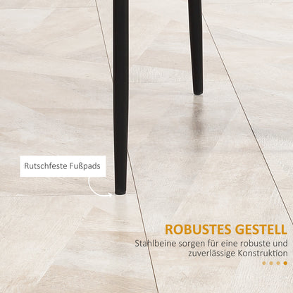 Set of 4 Dining Chairs Kitchen Chair with Backrest, Faux Leather, Padded Chair with Footrest, Living Room Chair, Chairs with Steel Legs for Dining Table, Black