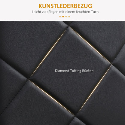 Set of 4 Dining Chairs Kitchen Chair with Backrest, Faux Leather, Padded Chair with Footrest, Living Room Chair, Chairs with Steel Legs for Dining Table, Black