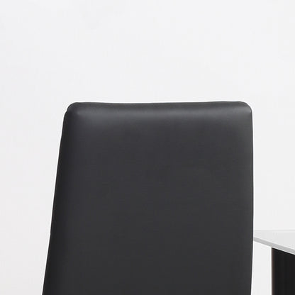 Set of 4 Dining Chairs Kitchen Chair with Backrest, Faux Leather, Padded Chair with Footrest, Living Room Chair, Chairs with Steel Legs for Dining Table, Black