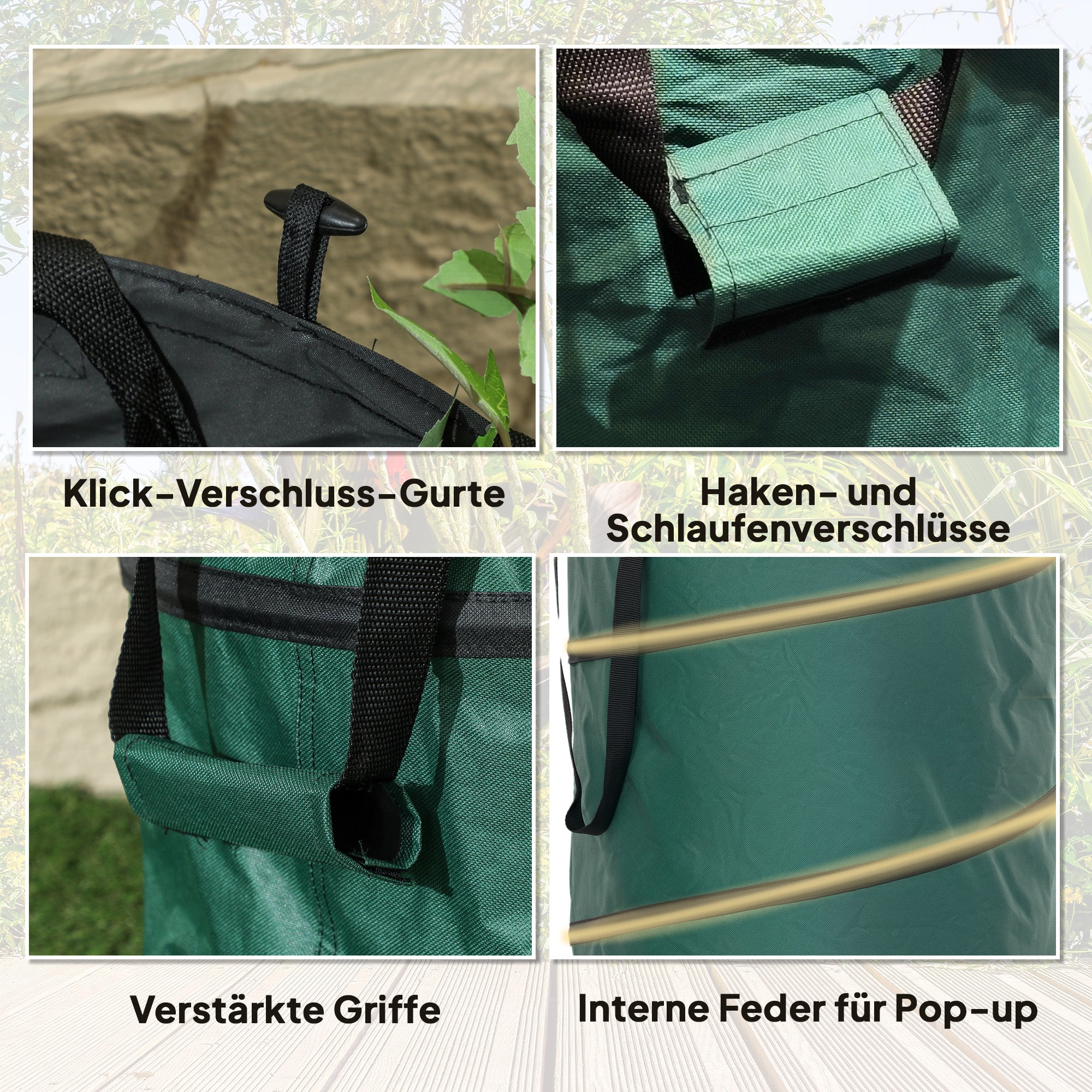 Garden Bag 4x86L Waterproof Garden Waste Bag with Handles, Sturdy Leaf Bag, Self-standing Garden Bags, Reusable Garden Waste Bags for Garden Waste Greenery