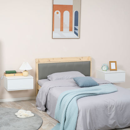 Set of 2 Modern Bedside Tables with Drawer and Suspended Design for Bedroom and Living Room, in Chipboard and MDF, 49x38x23cm, White