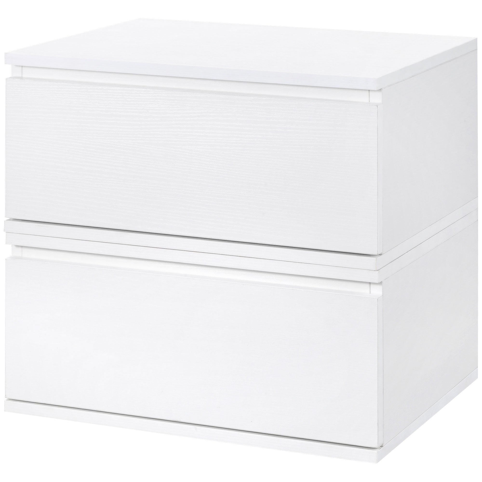 Set of 2 Modern Bedside Tables with Drawer and Suspended Design for Bedroom and Living Room, in Chipboard and MDF, 49x38x23cm, White