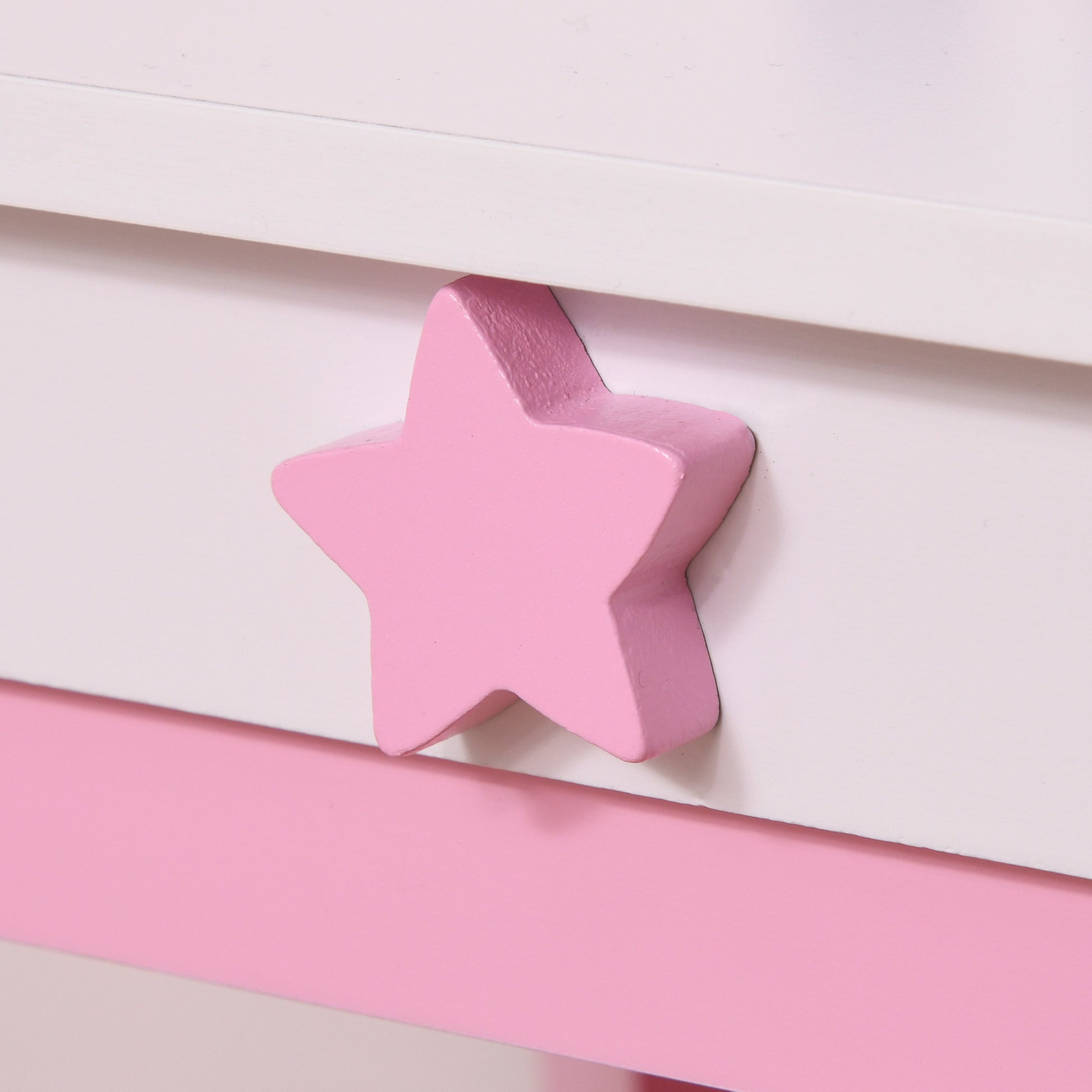 Unicorn Design Children's Dressing Table - Includes Stool - 49L x 34W x 90H cm - Drawer, Mirror - MDF - Pink White