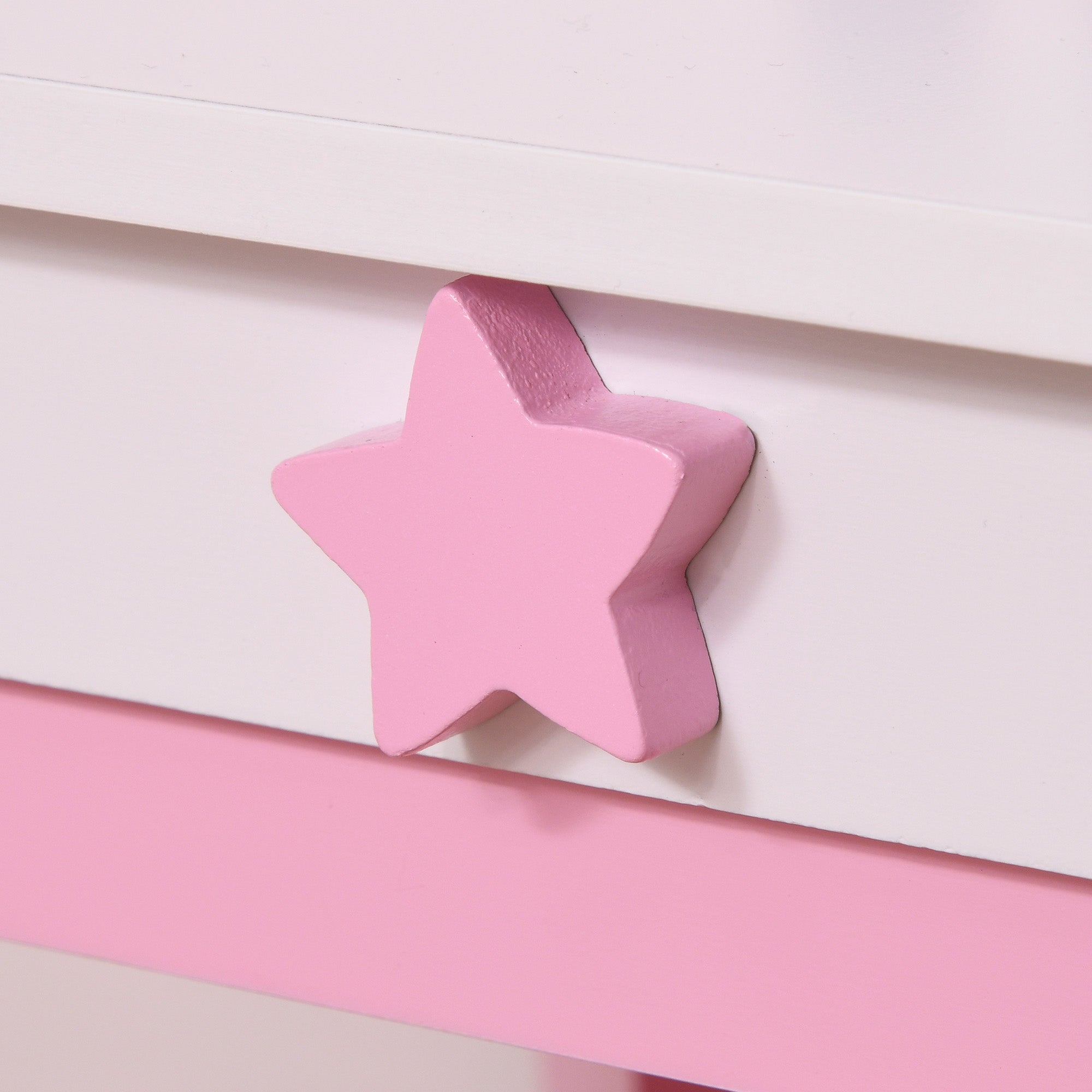 Unicorn Design Children's Dressing Table - Includes Stool - 49L x 34W x 90H cm - Drawer, Mirror - MDF - Pink White