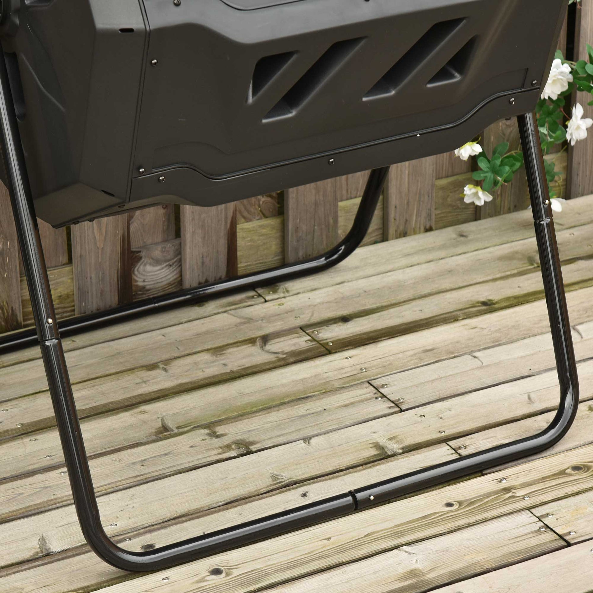 Composter 160L, 71cm x 65cm x 96cm Rotatable Quick Composter made of Plastic, Thermocomposter with 2 Chambers, for Organic and Garden Waste, Black
