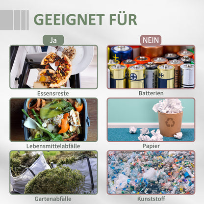 Composter 160L, 71cm x 65cm x 96cm Rotatable Quick Composter made of Plastic, Thermocomposter with 2 Chambers, for Organic and Garden Waste, Black