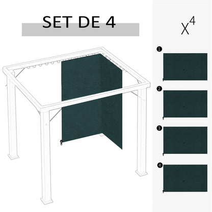 4 Side Panels for Garden Pavilion, Pavilion Hardness 300 x 300 cm, Protection from Rain Wind Sun Gray