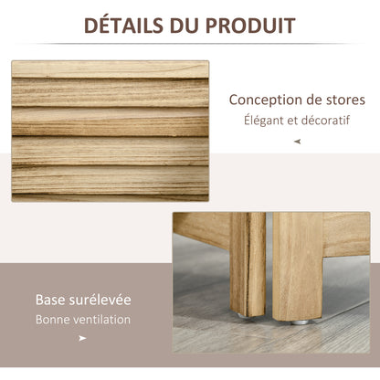 Indoor Room Divider 4 Panels 162L x 170H cm 3 Shelves Foldable Room Separator Louvred Doors Natural Paulownia Wood