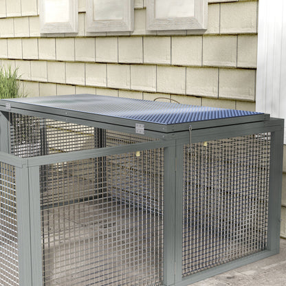 Rabbit Hutch for Dwarf Rabbits made of Wood, Foldable Small Animal Hutch with Outdoor Run, Rabbit Hutch with Folding Roof Handle for Guinea Pigs, Gray, 110 x 105 x 50 cm