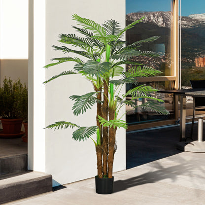 Artificial Palm Tree H.1.6m Artificial Tree Trunk Branches Lichen Leaves High Realism Included Pot