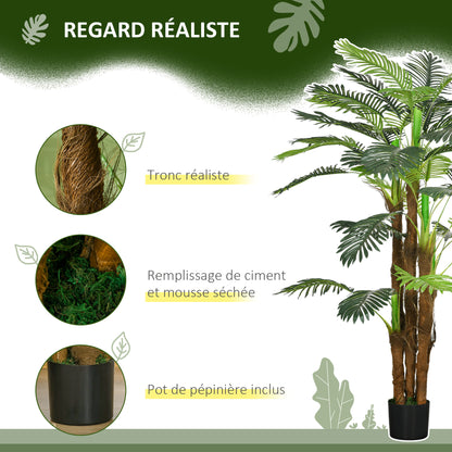 Artificial Palm Tree H.1.6m Artificial Tree Trunk Branches Lichen Leaves High Realism Included Pot