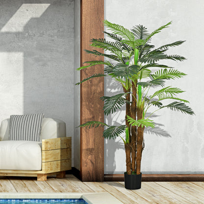 Artificial Palm Tree H.1.6m Artificial Tree Trunk Branches Lichen Leaves High Realism Included Pot