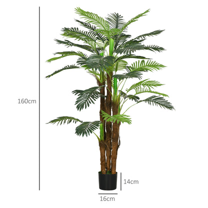 Artificial Palm Tree H.1.6m Artificial Tree Trunk Branches Lichen Leaves High Realism Included Pot