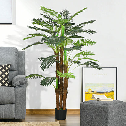 Artificial Palm Tree H.1.6m Artificial Tree Trunk Branches Lichen Leaves High Realism Included Pot