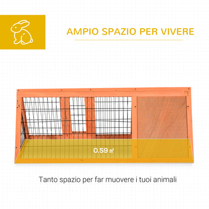 Rabbit and Small Animal Cage, Fir Wood Hutch 118 x 50 x 45 cm