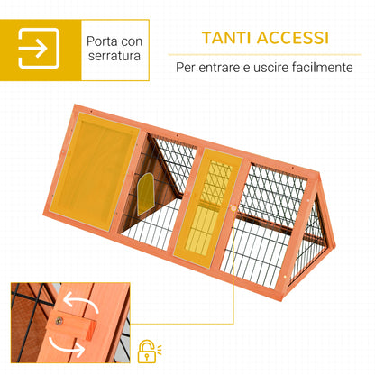 Rabbit and Small Animal Cage, Fir Wood Hutch 118 x 50 x 45 cm