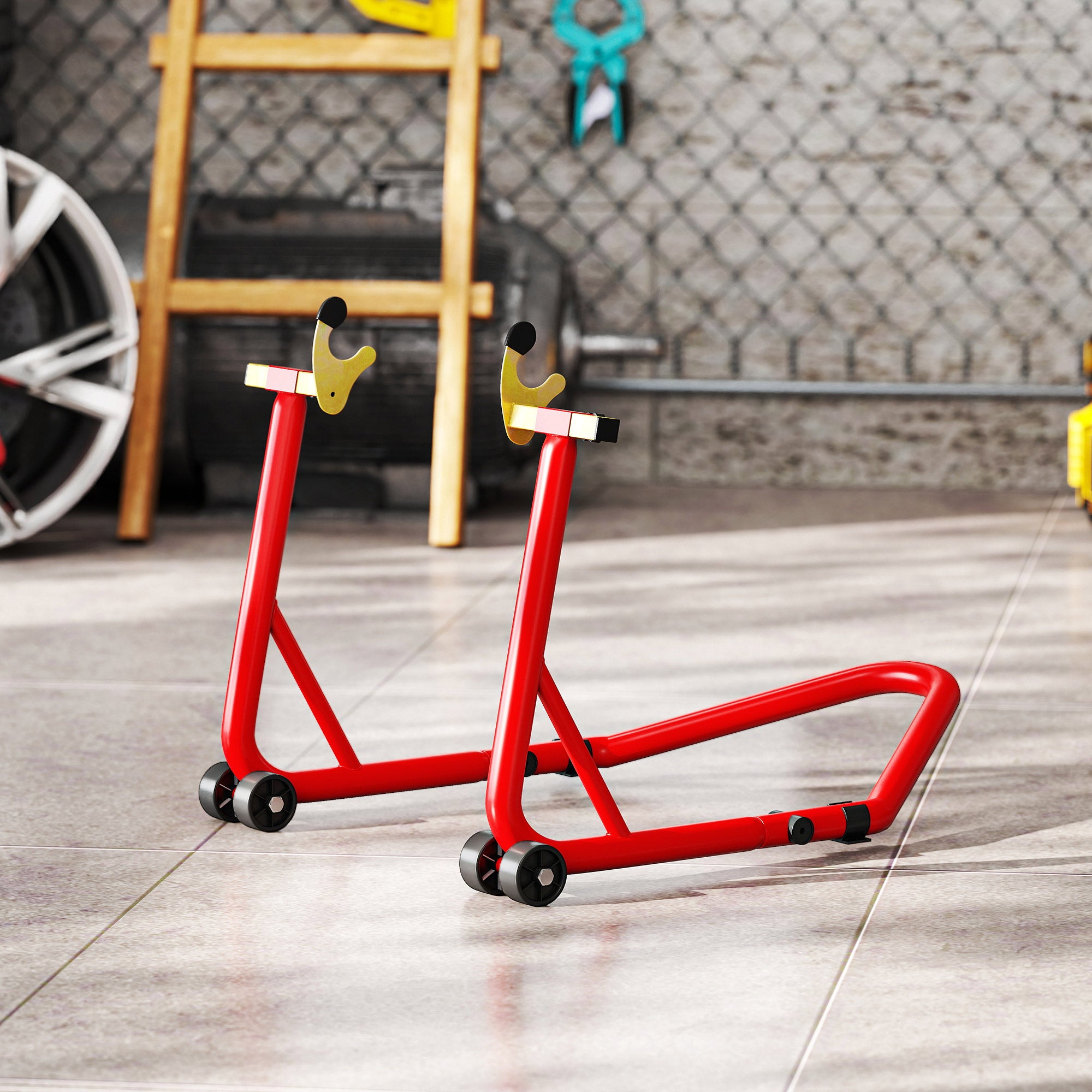 Motorcycle Stand Front/Rear Motorcycle Rear Stand Motorcycle Lift up to 544 kg Motorcycle Lift Stand for Motorcycles Steel Red