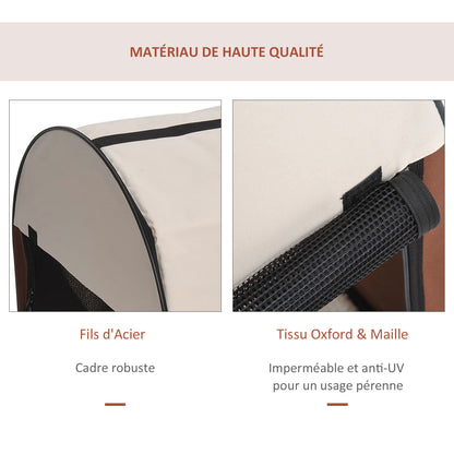 Pet Carrier Bag Foldable Dog Crate Breathable Pet Carrier with Removable Lamb Cushion 61 x 46 x 51 cm