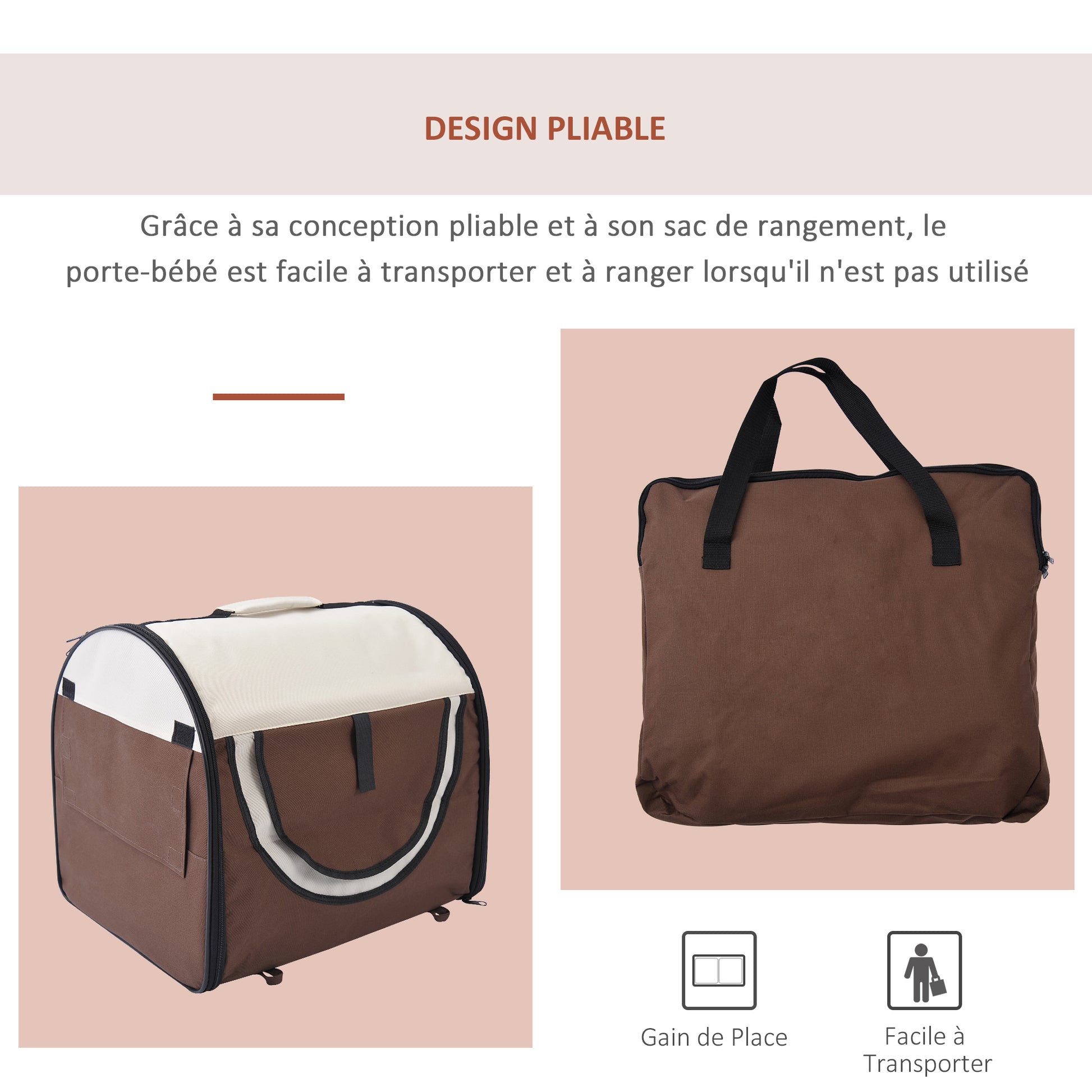 Pet Carrier Bag Foldable Dog Crate Breathable Pet Carrier with Removable Lamb Cushion 61 x 46 x 51 cm