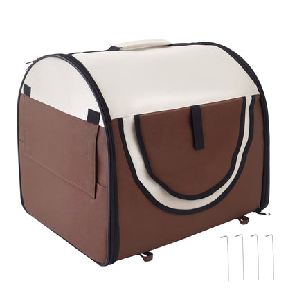 Pet Carrier Bag Foldable Dog Crate Breathable Pet Carrier with Removable Lamb Cushion 61 x 46 x 51 cm