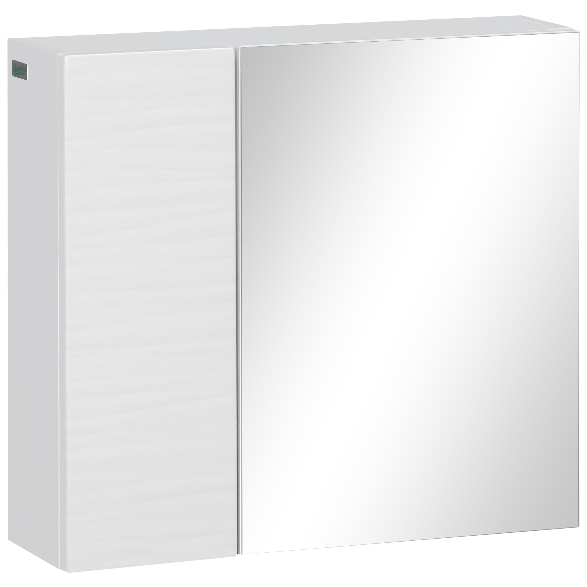Bathroom Mirror Cabinet in Chipboard and Glass with 4 Adjustable Shelves and Wall-Mounted Design, 48x15x45 cm, White