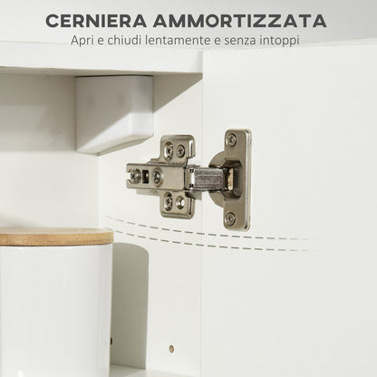 Bathroom Mirror Cabinet in Chipboard and Glass with 4 Adjustable Shelves and Wall-Mounted Design, 48x15x45 cm, White