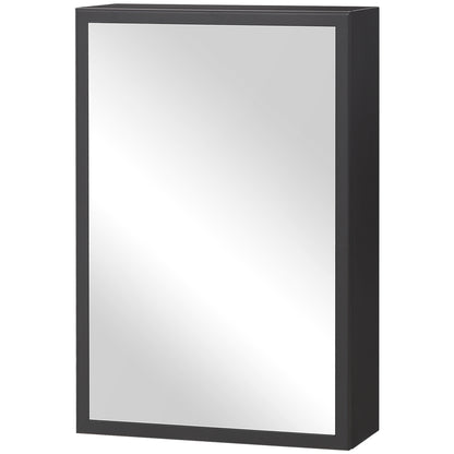 Bathroom Mirror Cabinet, Bathroom Cabinet with Mirror Door, Wall Cabinet Hanging Cabinet, Black, 40 x 15 x 60 cm