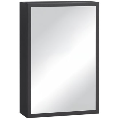 Bathroom Mirror Cabinet, Bathroom Cabinet with Mirror Door, Wall Cabinet Hanging Cabinet, Black, 40 x 15 x 60 cm