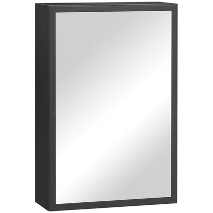 Bathroom Mirror Cabinet, Bathroom Cabinet with Mirror Door, Wall Cabinet Hanging Cabinet, Black, 40 x 15 x 60 cm