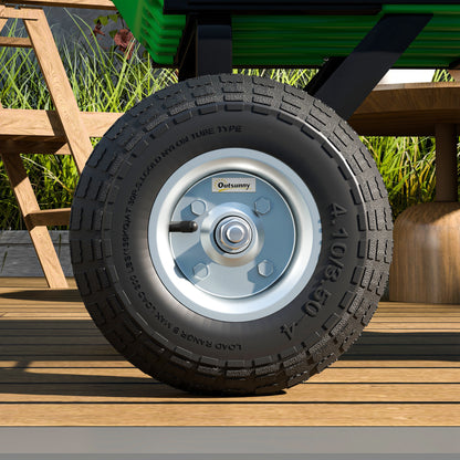 Set of 4 Replacement Rubber Tires 255 mm Wheels with 16mm Bore for Garden Cart, Wheelbarrow, and Dolly