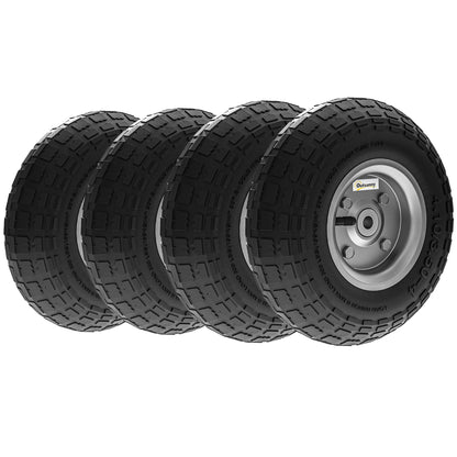 Set of 4 Replacement Rubber Tires 255 mm Wheels with 16mm Bore for Garden Cart, Wheelbarrow, and Dolly